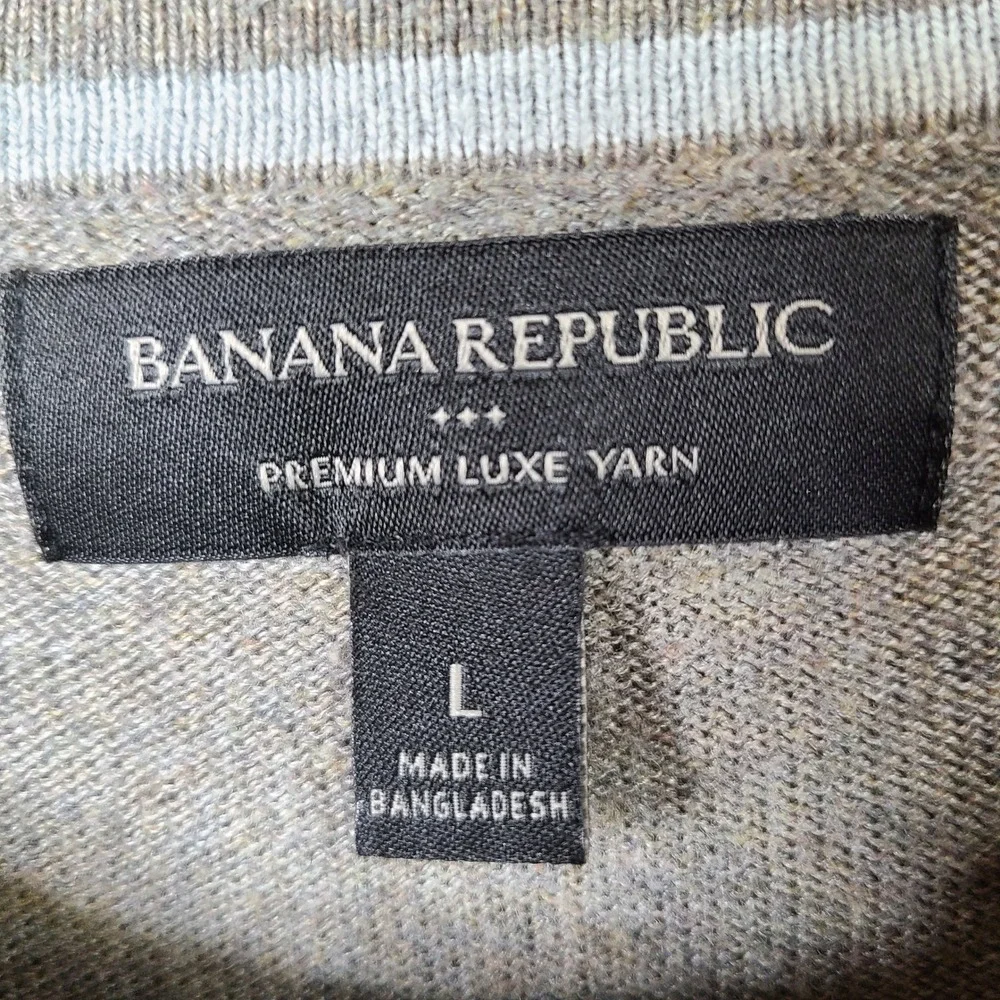 Banana Republic Sweater Mens Large Gray Crew Neck Cotton Silk Cashmere Casual